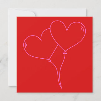 LOVE 2 Hearts Valentine Designer Square Note Card