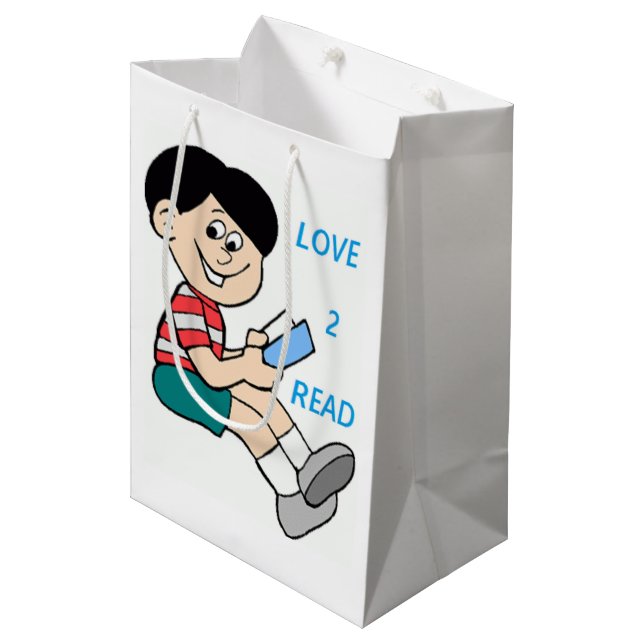 LOVE 2 READ MEDIUM GIFT BAG (Front Angled)