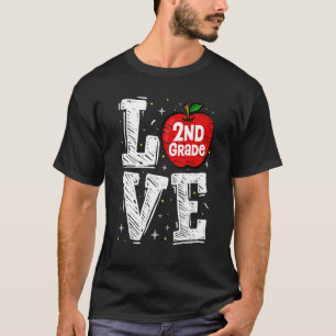 Love 2nd Grade Cute Apple Back To School Teacher T-Shirt