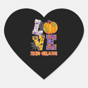 Love 2nd Grade Teacher School Halloween Gift Heart Sticker