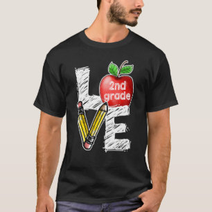Love 2nd Second Grade Apple Back To School Teache T-Shirt