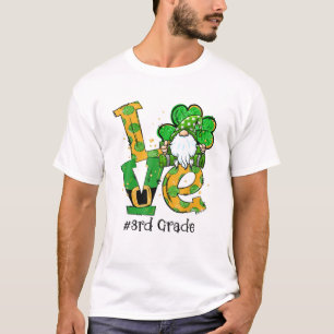 LOVE 3Rd Grade Gnome Lucky Shamrock St Patrick's D T-Shirt