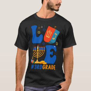 Love 3Rd Grade Hanukkah Dreidel Menorah Students T T-Shirt