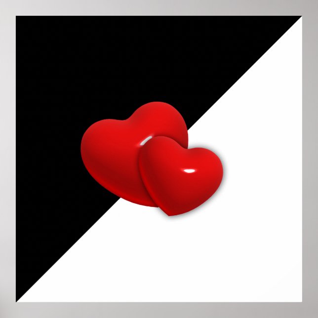 love-489522 Black white triangle red hearts backgr Poster (Front)