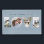 Love 4 photo dusty blue modern personalised gift  acrylic tray<br><div class="desc">Love 4 photo simple modern personalised anniversary,  wedding,  birthday or Christmas gift for the one you love. Dusty blue design.</div>