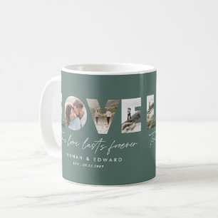 Love 4 photo modern minimal personalised green coffee mug