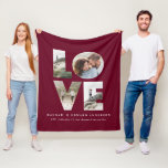 Love 4 photo simple modern personalised burgundy fleece blanket<br><div class="desc">Love 4 photo simple modern personalised anniversary,  wedding,  birthday or Christmas gift for the one you love. Modern elegant stylish grey photo collage design.Burgundy design.</div>