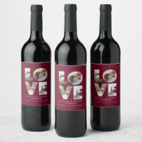 Love 4 photo simple modern personalised burgundy