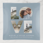 Love 4 photo simple modern personalised gift blue trinket trays<br><div class="desc">Love 4 photo simple modern personalised anniversary,  wedding,  birthday or Christmas gift for the one you love.Modern elegant stylish dusty blue photo collage design.</div>