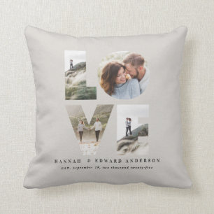 Love 4 photo simple modern personalised gift cushion