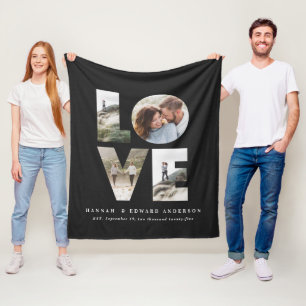 Love 4 photo simple modern personalised gift fleec fleece blanket