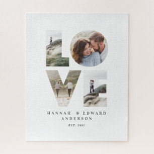Love 4 photo simple modern personalised gift  jigsaw puzzle