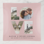 Love 4 photo simple modern personalised gift pink trinket trays<br><div class="desc">Love 4 photo simple modern personalised anniversary,  wedding,  birthday or Christmas gift for the one you love.Modern elegant stylish grey photo collage design. Pastel girly pink design.</div>