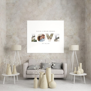 Love 4 photo simple modern personalised gift poster