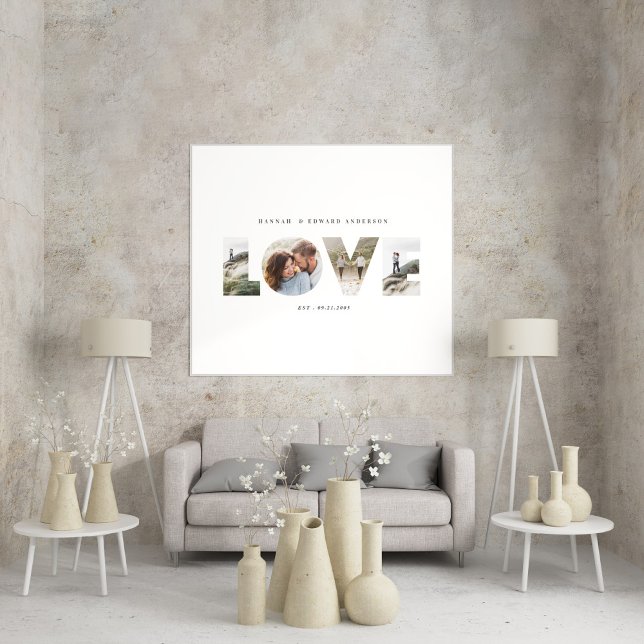 Love 4 photo simple modern personalised gift poster (Creator Uploaded)