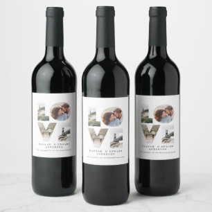 Love 4 photo simple modern personalised gift wine wine label