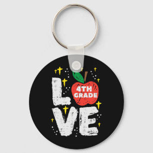 Love 4th Grade Apple Fourth First Day School Girls Key Ring