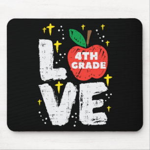 Love 4th Grade Apple Fourth First Day School Girls Mouse Pad