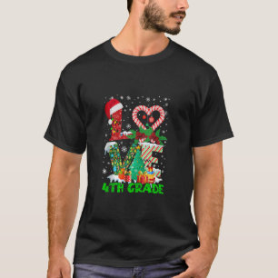 Love 4th Grade Santa Hat Candy Cane Teacher Xmas P T-Shirt