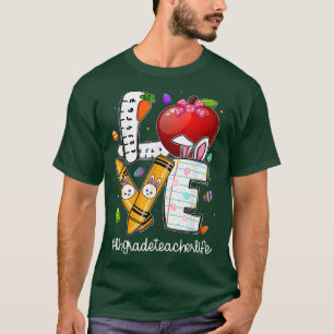 Love 4th Grade Teacher Life Easter Bunny Ears Eggs T-Shirt