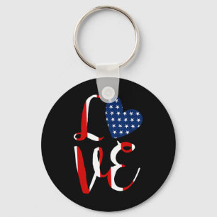 Love 4th Of July Independence Day Red White And Bl Key Ring