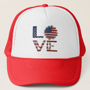 LOVE 4TH OF JULY PATRIOTIC GIFT   TRUCKER HAT