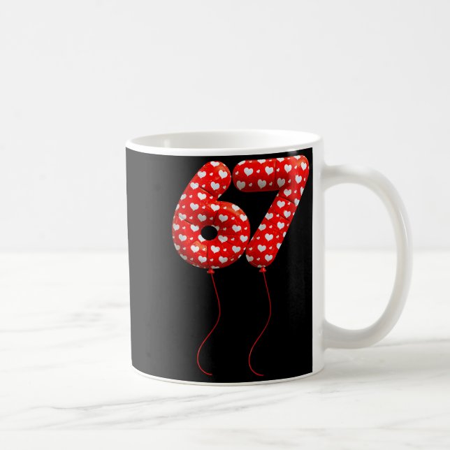Love 67 Heart Balloons Number 67 Valentines Day Te Coffee Mug (Right)