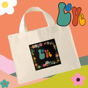 LOVE 70's Botanical with Personalisation option Mini Tote Bag