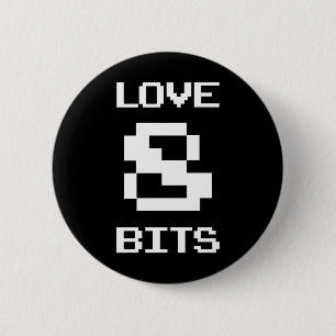 Love 8 Bits 6 Cm Round Badge