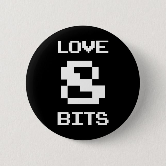 Love 8 Bits 6 Cm Round Badge (Front)