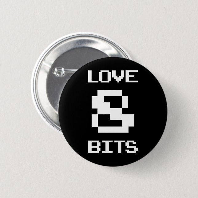 Love 8 Bits 6 Cm Round Badge (Front & Back)
