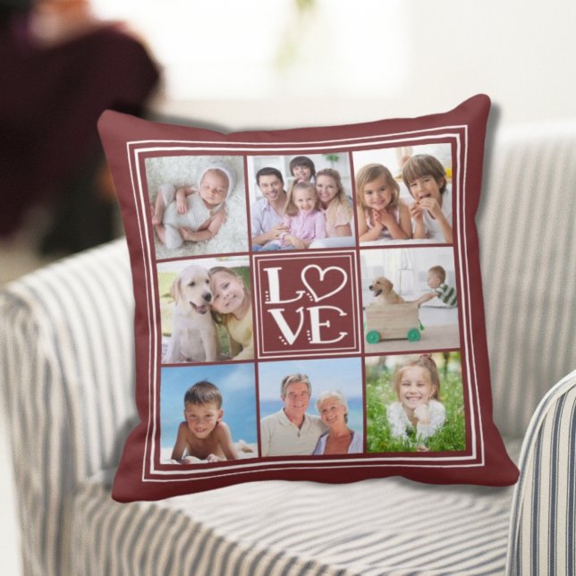 LOVE 8-Photo Collage (changeable solid colour) Cushion (Creator Uploaded)