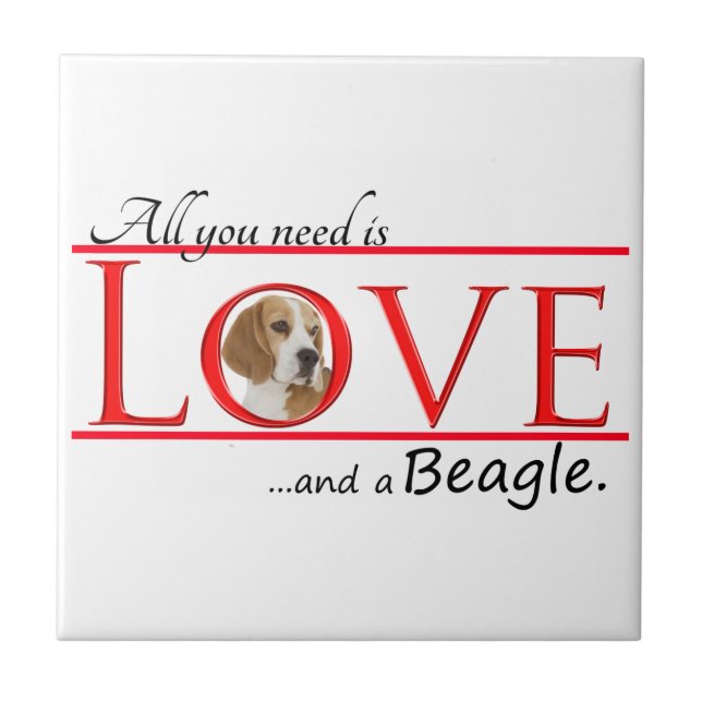 Love a Beagle Ceramic Tile (Front)
