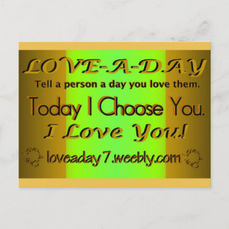 Love A Day Postcard-Green/Dark Yellow Postcard