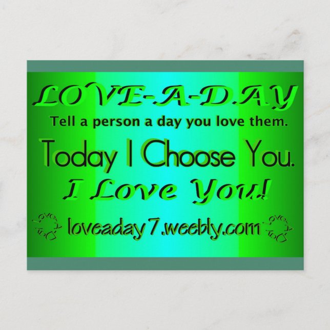 Love A Day Postcard-Green Postcard (Front)