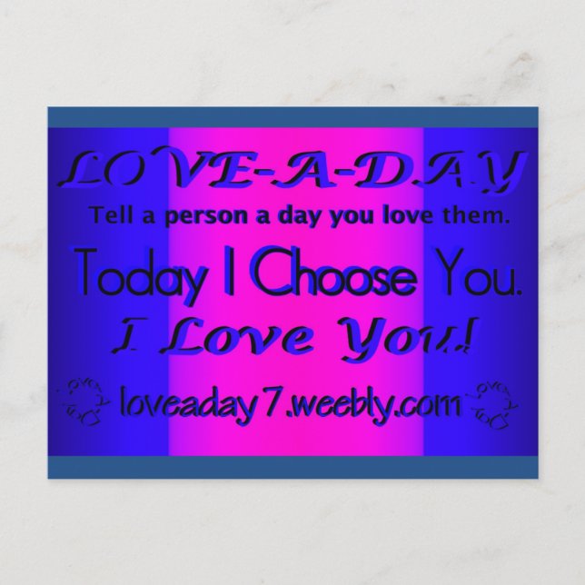 Love A Day Postcard Purple/Blue (Front)