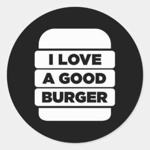 Love A Good Burger Grilling Bbq Fast Food Classic Round Sticker