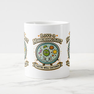 Love a Microbiologist They're well cultured. Humou Large Coffee Mug