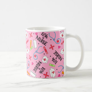 Love A Nurse Art Pink with Nurse Designs Coffee Mug
