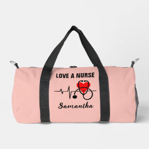 Love a Nurse Heart Stethoscope Design Duffle Bag