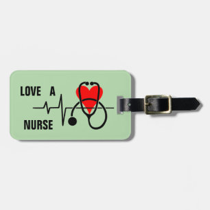Love a Nurse Heart Stethoscope Design Luggage Tag