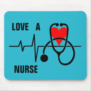 Love a Nurse Heart Stethoscope Design Mouse Pad