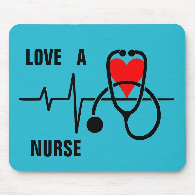 Love a Nurse Heart Stethoscope Design Mouse Pad (Front)