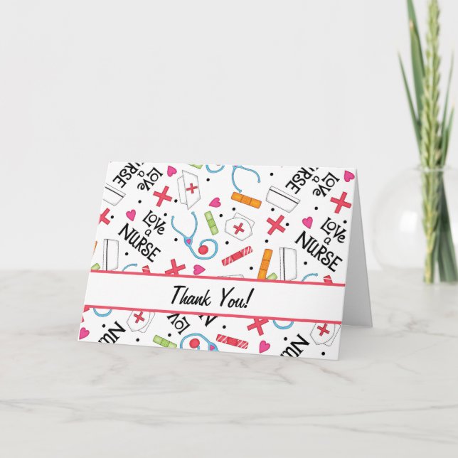 Love a Nurse Thank You Medical Art White Card (Front)