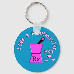Love a Pharmacist PRN Pestle and Mortar Design Key Ring