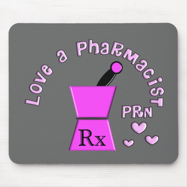 Love a Pharmacist PRN Pestle and Mortar Design Mouse Pad (Front)