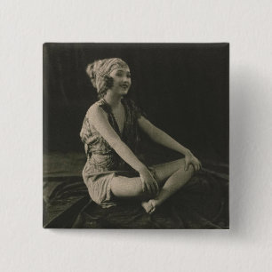 Love a Poor Maid Girl Sitting Cross Legs 15 Cm Square Badge