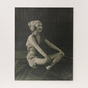 Love a Poor Maid Girl Sitting Cross Legs Jigsaw Puzzle