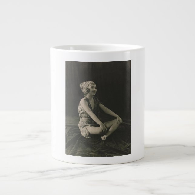 Love a Poor Maid Girl Sitting Cross Legs Large Coffee Mug (Front)