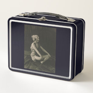 Love a Poor Maid Girl Sitting Cross Legs Metal Lunch Box